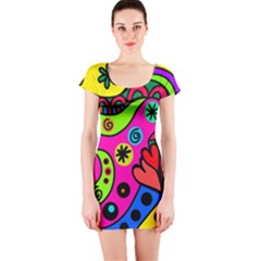 Seamless Doodle Short Sleeve Bodycon Dress