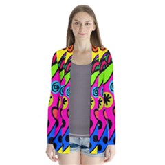 Seamless Doodle Drape Collar Cardigan