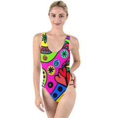 Seamless Doodle High Leg Strappy Swimsuit