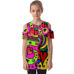 Seamless Doodle Fold Over Open Sleeve Top by Bangk1t