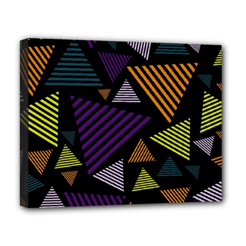 Abstract Pattern Design Various Striped Triangles Decoration Deluxe Canvas 20  X 16  (stretched) by Bangk1t