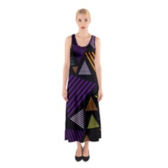 Abstract Pattern Design Various Striped Triangles Decoration Sleeveless Maxi Dress by Bangk1t