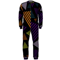 Abstract Pattern Design Various Striped Triangles Decoration Onepiece Jumpsuit (men) by Bangk1t