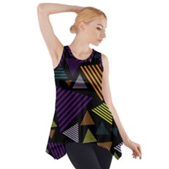 Abstract Pattern Design Various Striped Triangles Decoration Side Drop Tank Tunic by Bangk1t