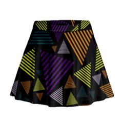 Abstract Pattern Design Various Striped Triangles Decoration Mini Flare Skirt by Bangk1t