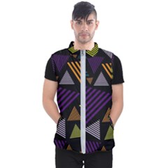 Abstract Pattern Design Various Striped Triangles Decoration Men s Puffer Vest by Bangk1t