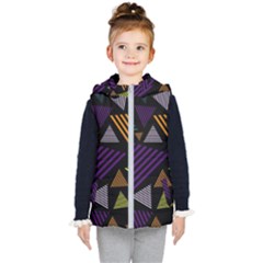 Abstract Pattern Design Various Striped Triangles Decoration Kids  Hooded Puffer Vest by Bangk1t