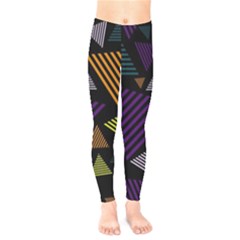 Abstract Pattern Design Various Striped Triangles Decoration Kids  Leggings by Bangk1t