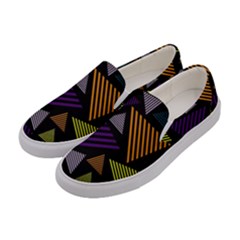 Abstract Pattern Design Various Striped Triangles Decoration Women s Canvas Slip Ons by Bangk1t