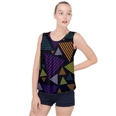 Abstract Pattern Design Various Striped Triangles Decoration Bubble Hem Chiffon Tank Top by Bangk1t