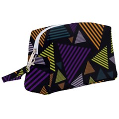 Abstract Pattern Design Various Striped Triangles Decoration Wristlet Pouch Bag (large) by Bangk1t