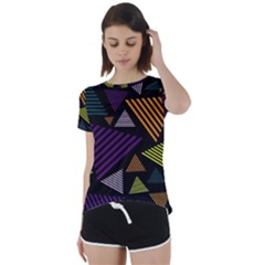 Abstract Pattern Design Various Striped Triangles Decoration Short Sleeve Open Back Tee by Bangk1t