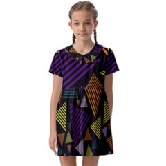 Abstract Pattern Design Various Striped Triangles Decoration Kids  Asymmetric Collar Dress by Bangk1t