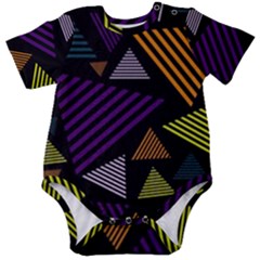 Abstract Pattern Design Various Striped Triangles Decoration Baby Short Sleeve Bodysuit by Bangk1t