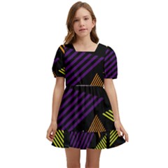 Abstract Pattern Design Various Striped Triangles Decoration Kids  Short Sleeve Dolly Dress by Bangk1t