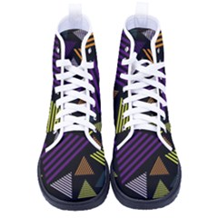 Abstract Pattern Design Various Striped Triangles Decoration Kid s High-top Canvas Sneakers