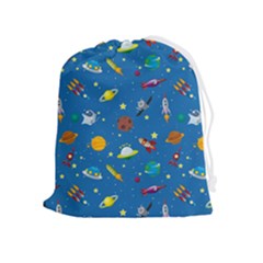 Space Rocket Solar System Pattern Drawstring Pouch (xl) by Bangk1t