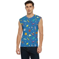 Space Rocket Solar System Pattern Men s Raglan Cap Sleeve Tee