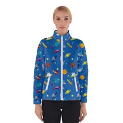 Space Rocket Solar System Pattern Women s Bomber Jacket by Bangk1t