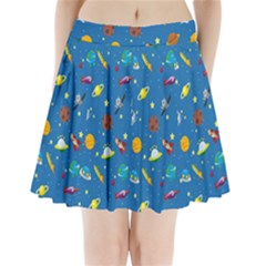 Space Rocket Solar System Pattern Pleated Mini Skirt by Bangk1t