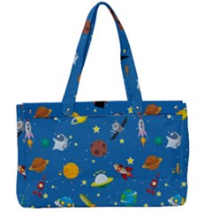 Space Rocket Solar System Pattern Canvas Work Bag by Bangk1t