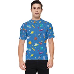 Space Rocket Solar System Pattern Men s Short Sleeve Rash Guard by Bangk1t