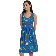 Space Rocket Solar System Pattern Classic Skater Dress by Bangk1t