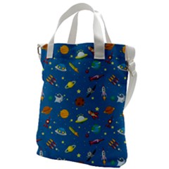 Space Rocket Solar System Pattern Canvas Messenger Bag by Bangk1t