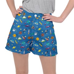 Space Rocket Solar System Pattern Women s Ripstop Shorts by Bangk1t