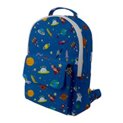 Space Rocket Solar System Pattern Flap Pocket Backpack (large) by Bangk1t