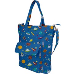 Space Rocket Solar System Pattern Shoulder Tote Bag by Bangk1t