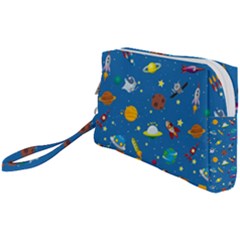 Space Rocket Solar System Pattern Wristlet Pouch Bag (small) by Bangk1t