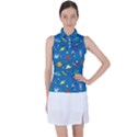 Space Rocket Solar System Pattern Women s Sleeveless Polo Tee View1