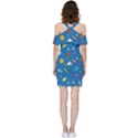 Space Rocket Solar System Pattern Shoulder Frill Bodycon Summer Dress View4