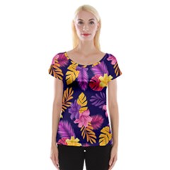 Tropical Pattern Cap Sleeve Top by Bangk1t