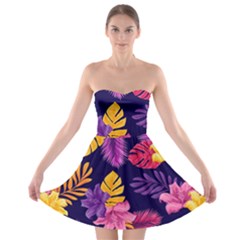 Tropical Pattern Strapless Bra Top Dress