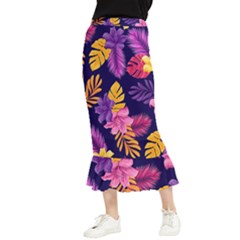 Tropical Pattern Maxi Fishtail Chiffon Skirt by Bangk1t