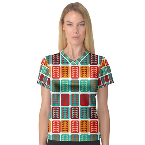 Bricks Abstract Seamless Pattern V-neck Sport Mesh Tee by Bangk1t