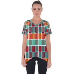 Bricks Abstract Seamless Pattern Cut Out Side Drop Tee by Bangk1t