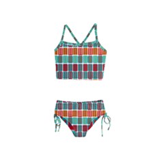 Bricks Abstract Seamless Pattern Girls  Tankini Swimsuit by Bangk1t