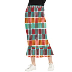 Bricks Abstract Seamless Pattern Maxi Fishtail Chiffon Skirt