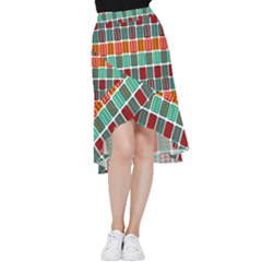 Bricks Abstract Seamless Pattern Frill Hi Low Chiffon Skirt by Bangk1t