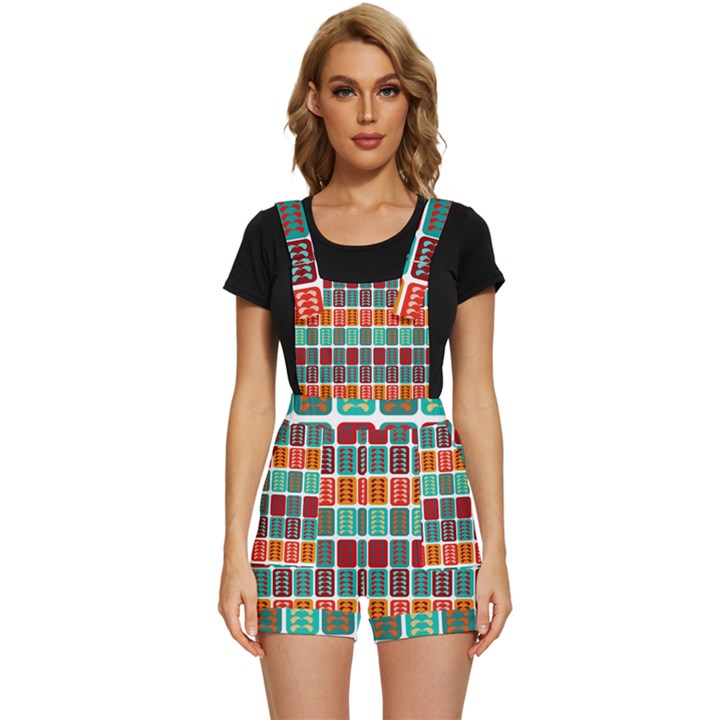 Bricks Abstract Seamless Pattern Short Overalls