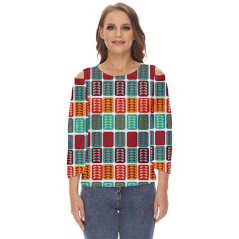 Bricks Abstract Seamless Pattern Cut Out Wide Sleeve Top by Bangk1t