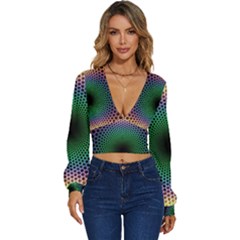 Abstract Patterns Long Sleeve Deep-v Velour Top by Bangk1t