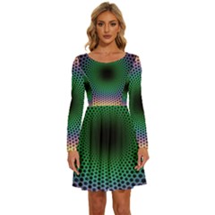 Abstract Patterns Long Sleeve Wide Neck Velvet Dress by Bangk1t