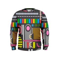 Pattern Geometric Abstract Colorful Arrow Line Circle Triangle Kids  Sweatshirt by Bangk1t