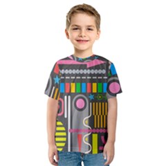 Pattern Geometric Abstract Colorful Arrow Line Circle Triangle Kids  Sport Mesh Tee