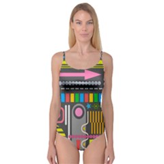 Pattern Geometric Abstract Colorful Arrow Line Circle Triangle Camisole Leotard  by Bangk1t