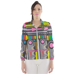 Pattern Geometric Abstract Colorful Arrow Line Circle Triangle Women s Windbreaker by Bangk1t